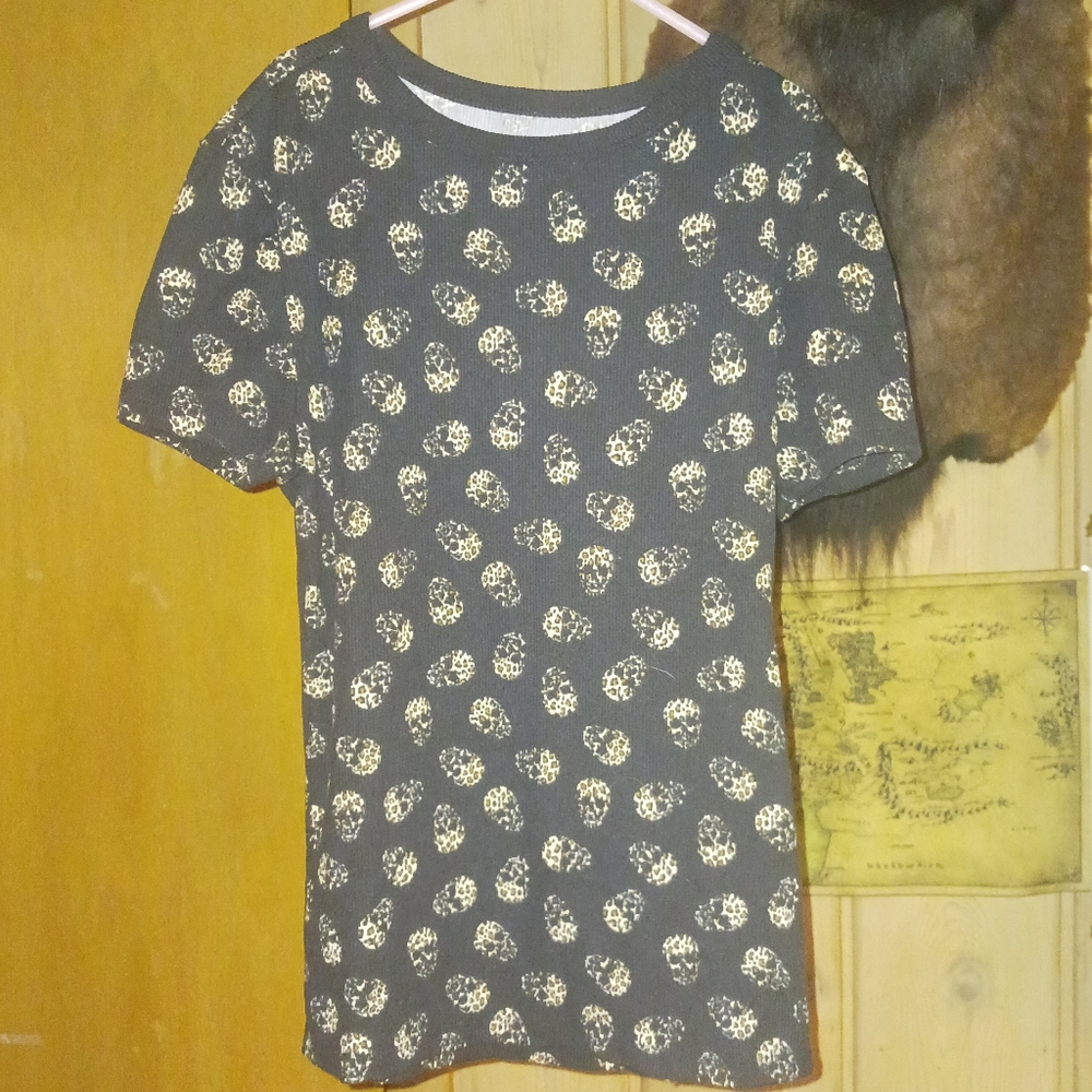 Leopard Print Skull Cropped Shirt